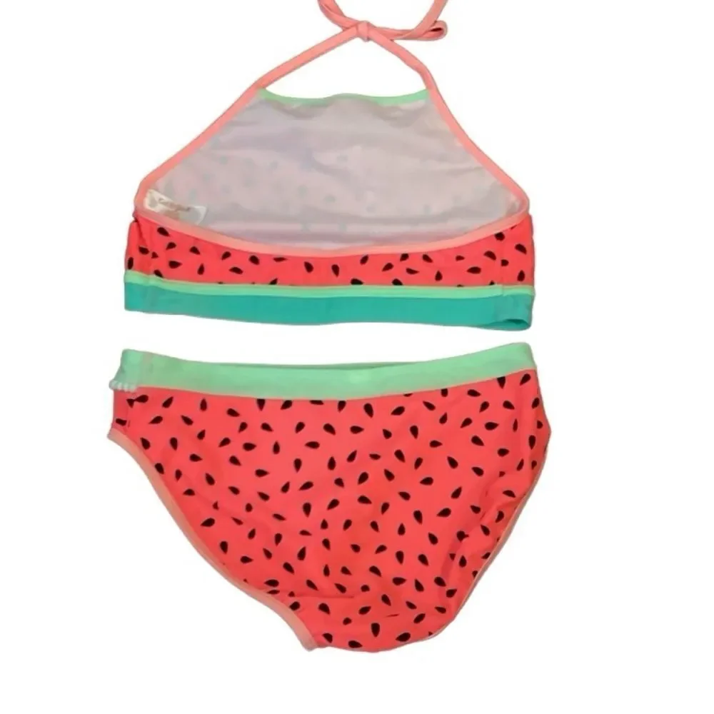 Cat & Jack Girls Seeds and Stripes Bikini Coral XXL 18